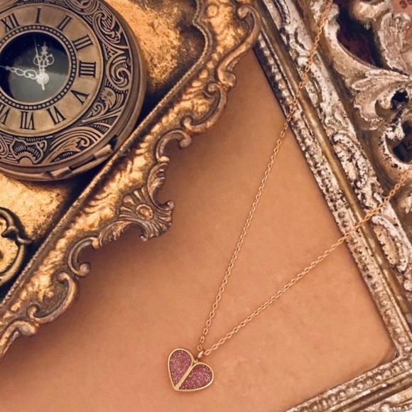 KATE SPADE • Heritage Heart Pink Glitter Necklace Earrings Set - Picture 5 of 8